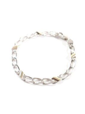 Tiffany & Co Vintage 925 750 Figaro Chain Bracelet Silver Gold Weight
